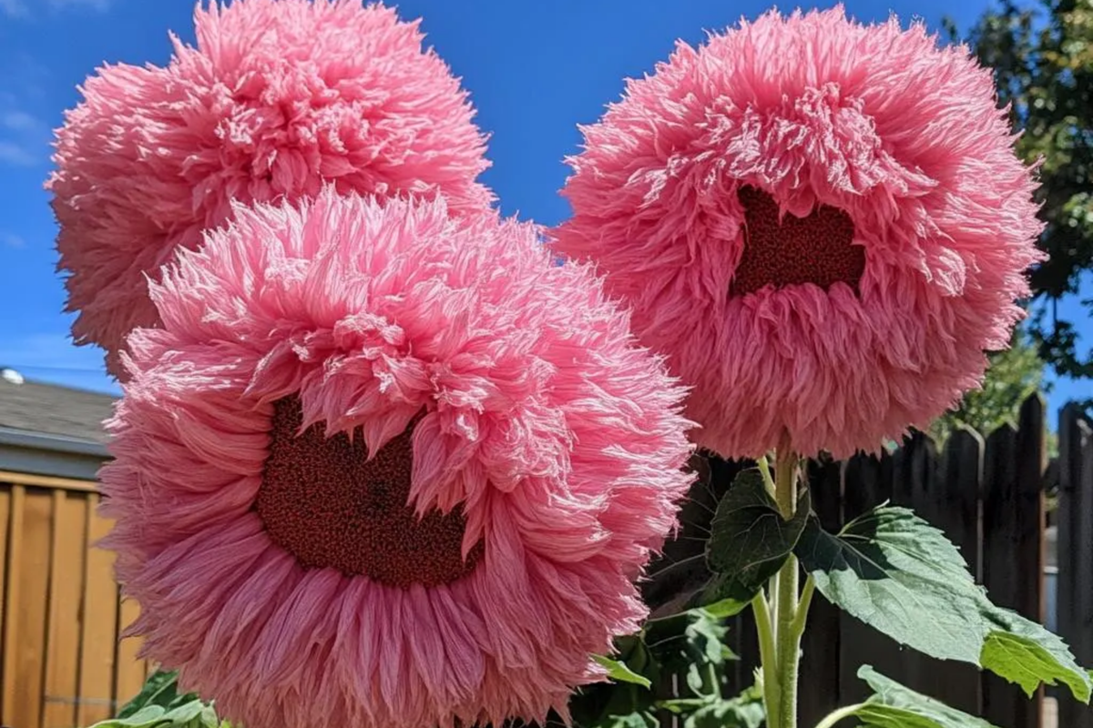 50Pcs Rare Pink Giant Teddy Bear Sunflower Seeds - Heirloom, Easy to Grow