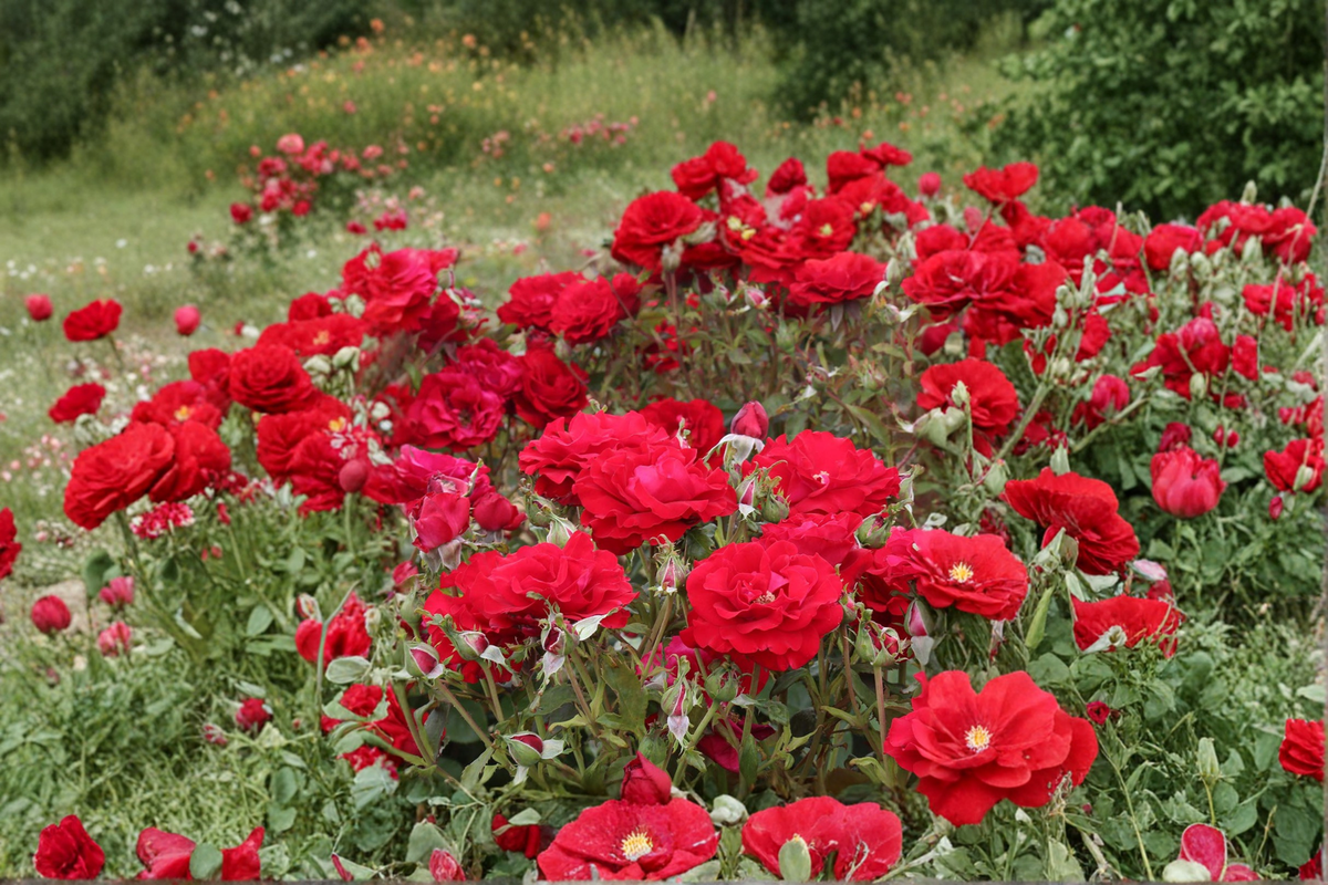 Red Drift Rose Ground Cover Plant 2 Gal – Live Bush with Red Blooms