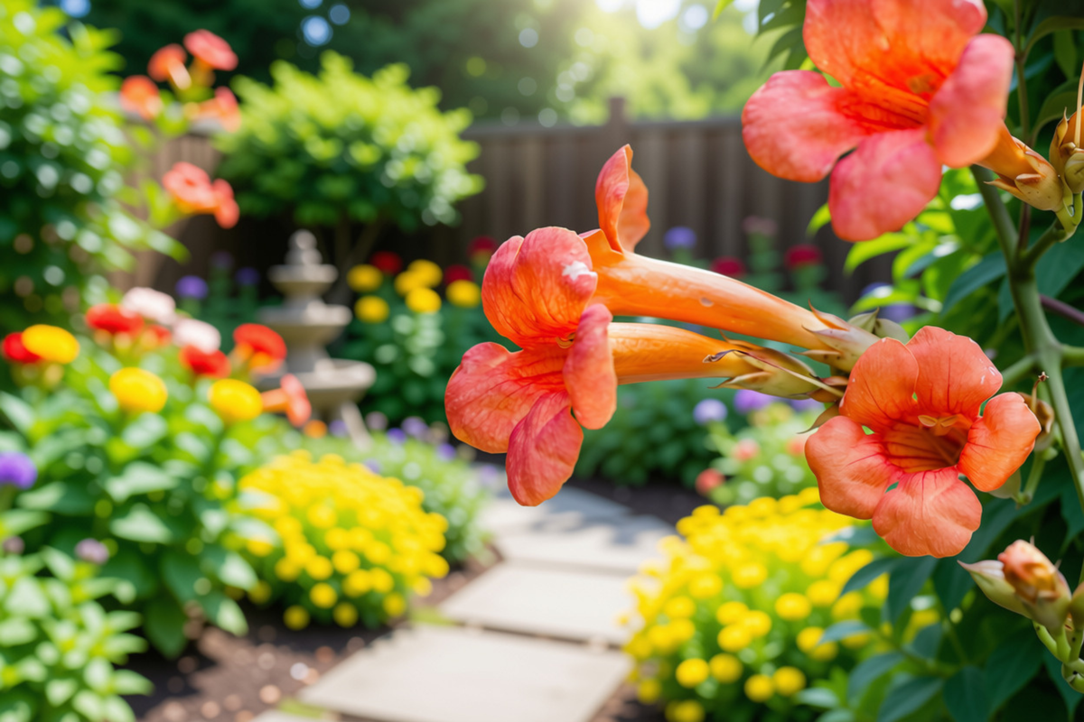 Flame Orange Trumpet Vine Live Plant in 4-Inch Starter Pot — Campsis radicans