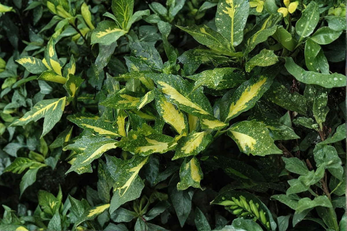 Spotted Laurel Aucuba japonica 'Picturata' - 3 Gallon Pot | Evergreen Shrub in Shade