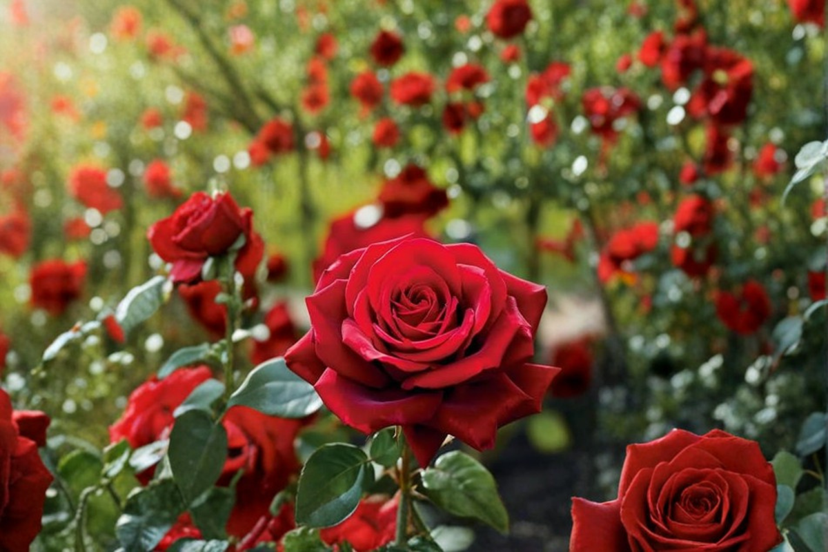 Proud Land Hybrid Tea Rose - 5 Gal Live Plant, Red Blooming Rose Bush