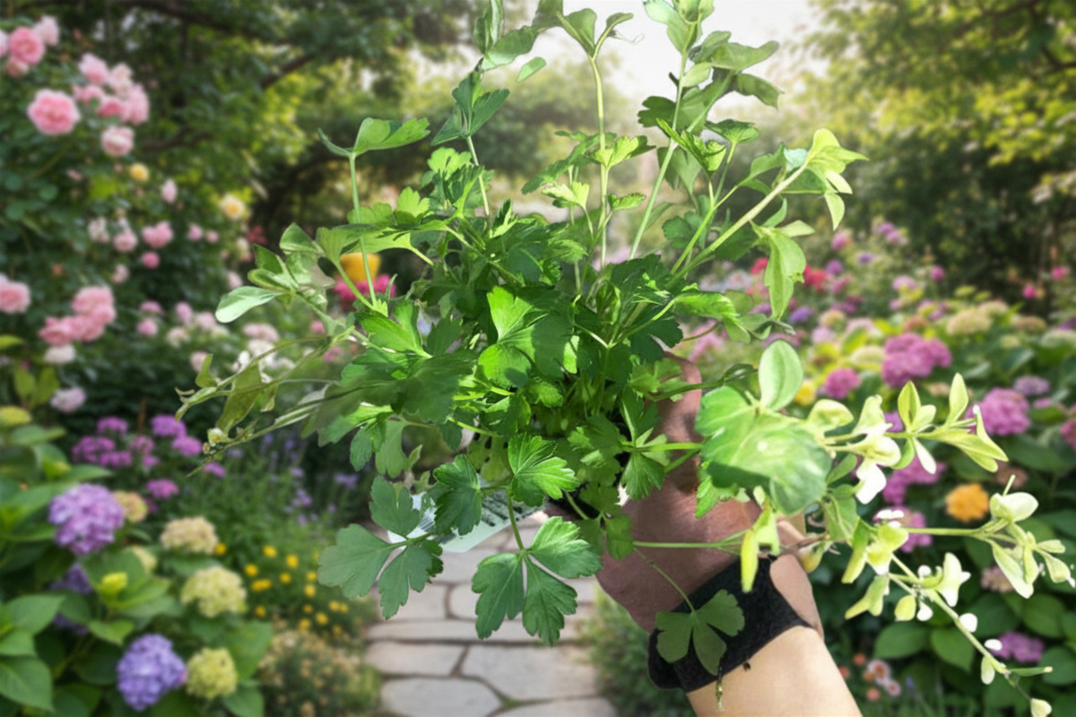 Italian Parsley Starter Plants (2) Petroselinum Crispum - Rooted, Shipped Without Pot