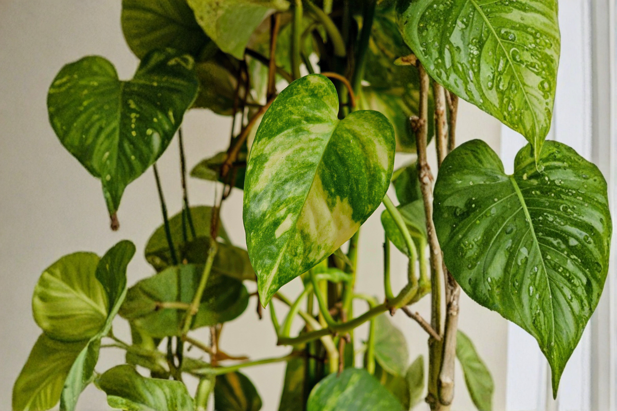 Variegated Giant Golden Pothos Live Rooted Plant – Epipremnum aureum, 2.5" Pot