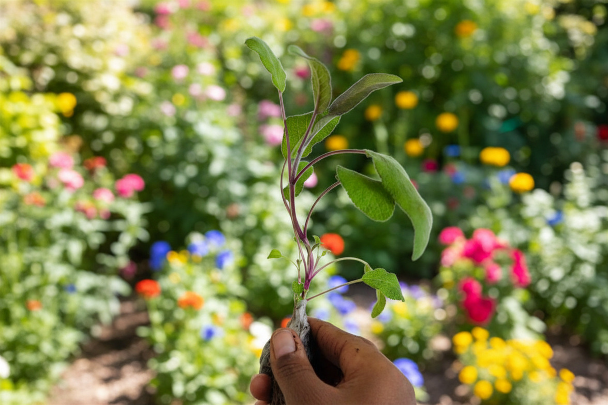 Purple Sage Live Plant Salvia officinalis - Perennial Herb, 5-7 Inches, Rooted Starter Plant