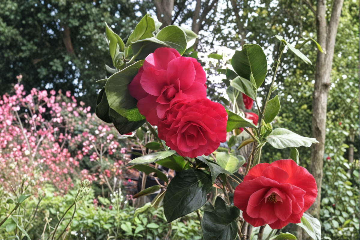 Japanese Camellia ‘Helen Bower’ 1 Gallon Live Plant - Pink Flowering Evergreen Shrub
