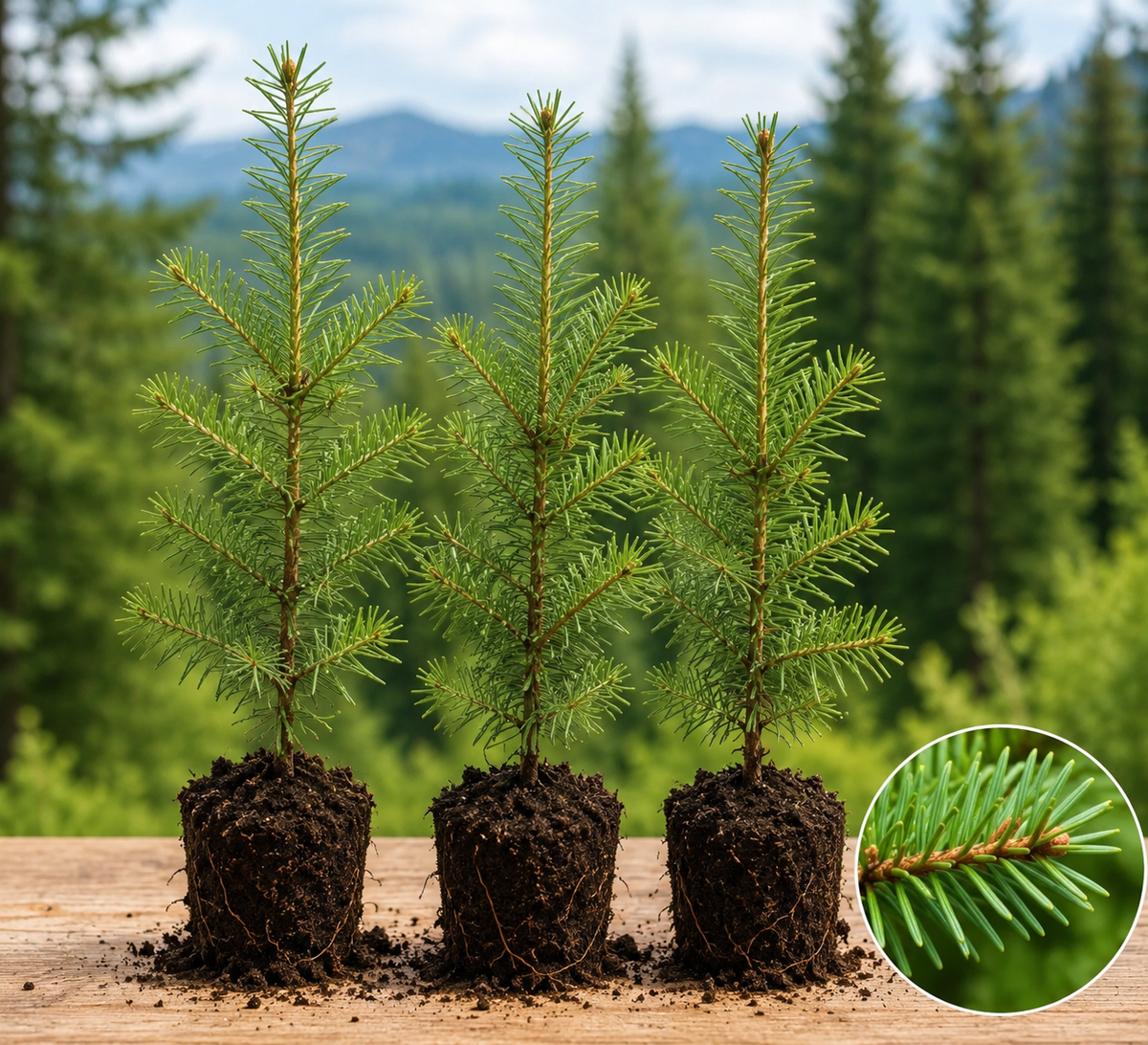 Douglas Fir 3 Live Rooted Seedlings - Pseudotsuga menziesii var. menziesii