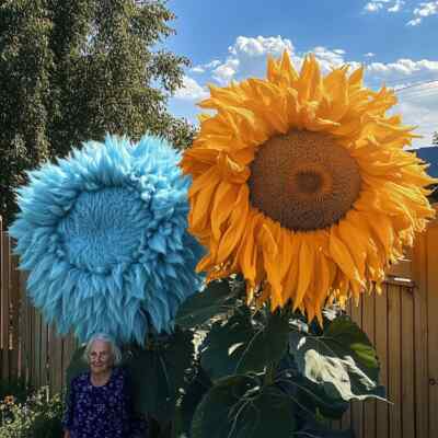 Yellow & Blue Enchanting Giant Teddy Bear Sunflower Seeds – 50 Seeds
