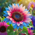 Twin-Blossom Sunflower Seeds - 50 Rare Blue Over Pink Helianthus annuus