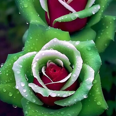 Ruby Green Twin Rose Seeds - 20 Seeds, Rare Bicolor Perennial, Fragrant